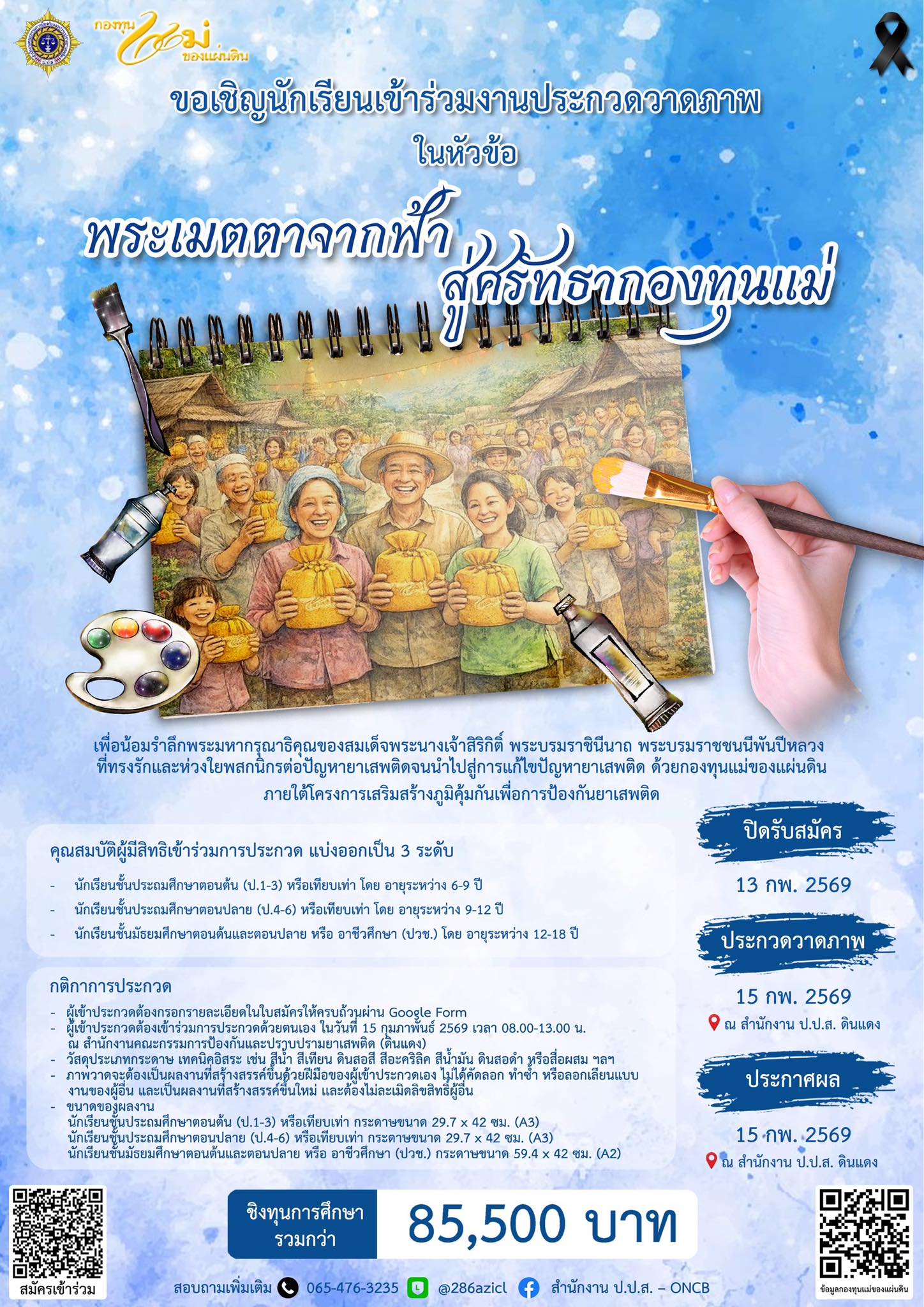 การประกวดวาดภาพ ในหัวข้อ “พระเมตตาจากฟ้า สู่ศรัทธากองทุนแม่”